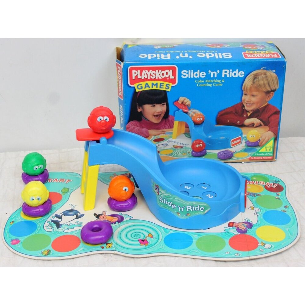 1995 Playskool Games Slide N Ride Color Matching Counting Game Skill Building